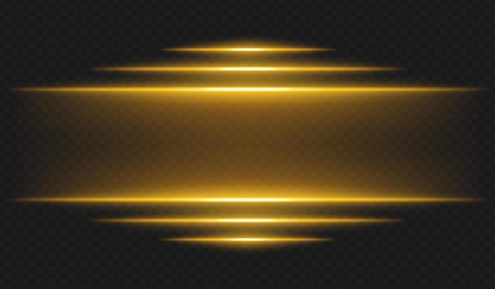 Golden light beam effect on black background vector