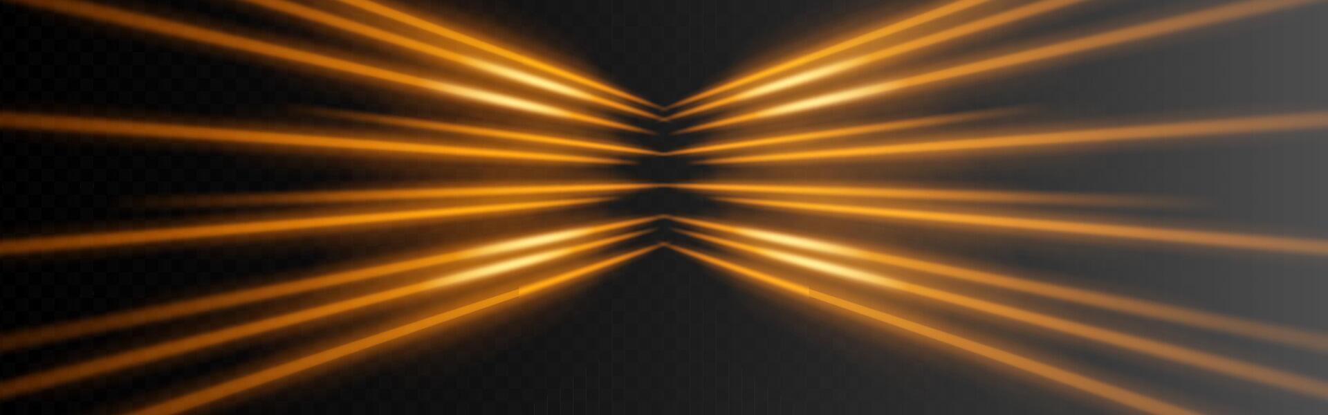 Abstract orange light rays on black background vector