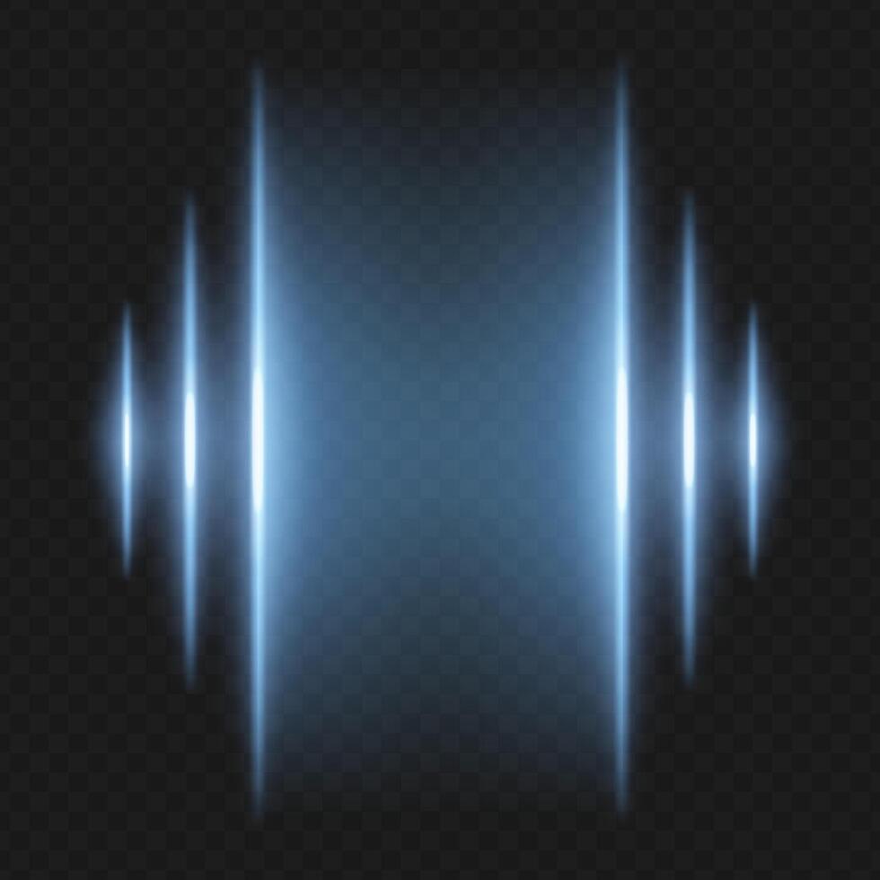 A set of glowing blue lights on a black background vector