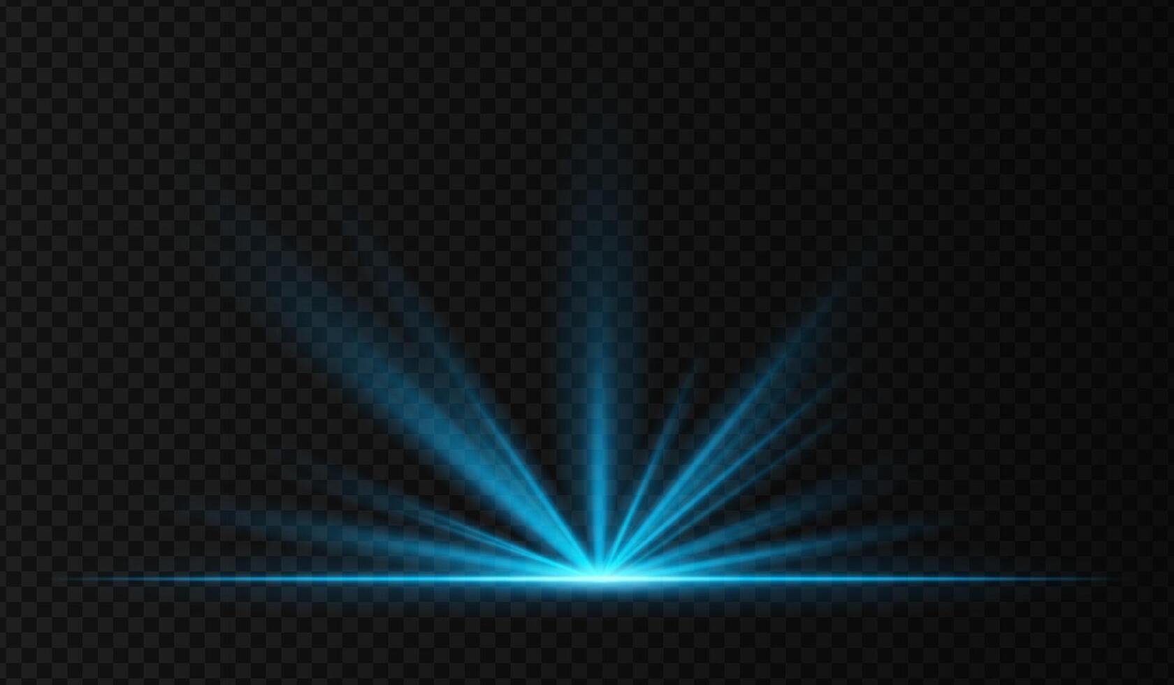 Blue light rays on transparent background vector