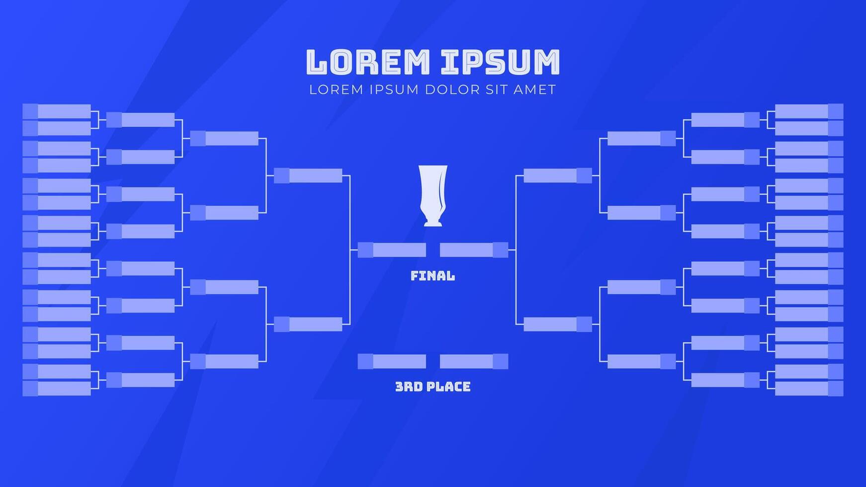 Tournament Bracket with 32 Team for Championship Event with Blue Color and Thunder Silhouette vector