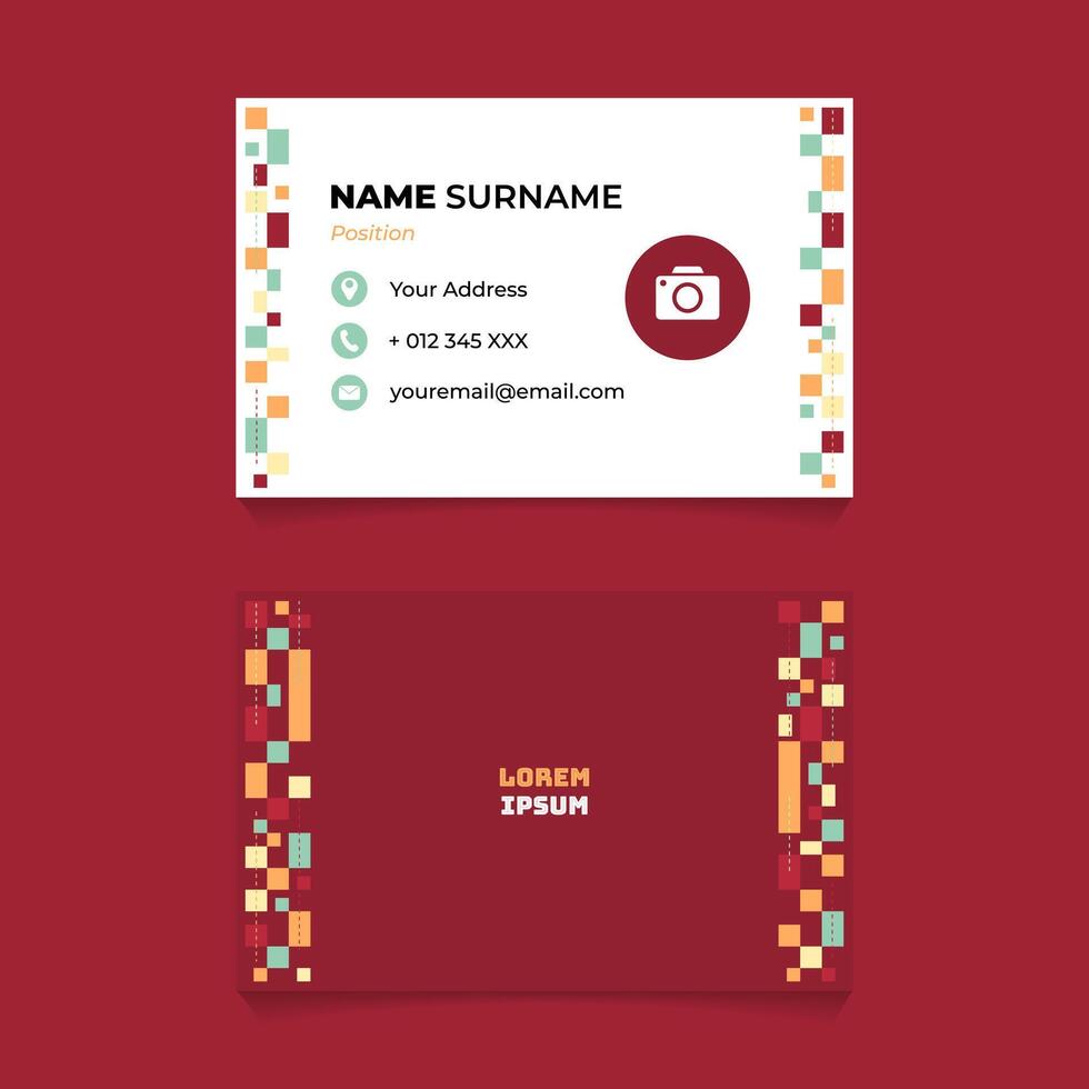 Name Card Design with Geometric Rectangle Tape on Abstract Composition vector