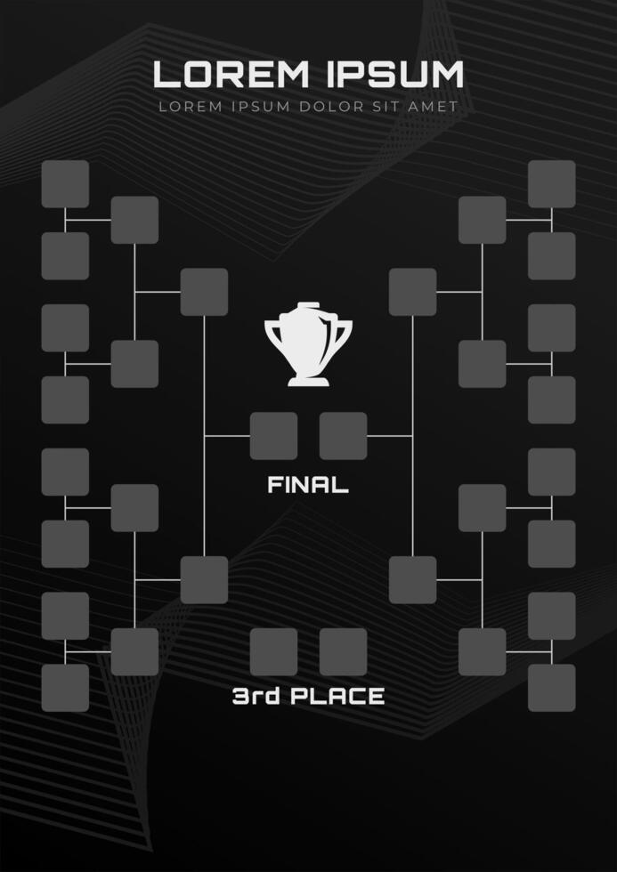 Tournament Bracket with 16 Team for Championship Event with Line Textured on Portrait Orientation vector