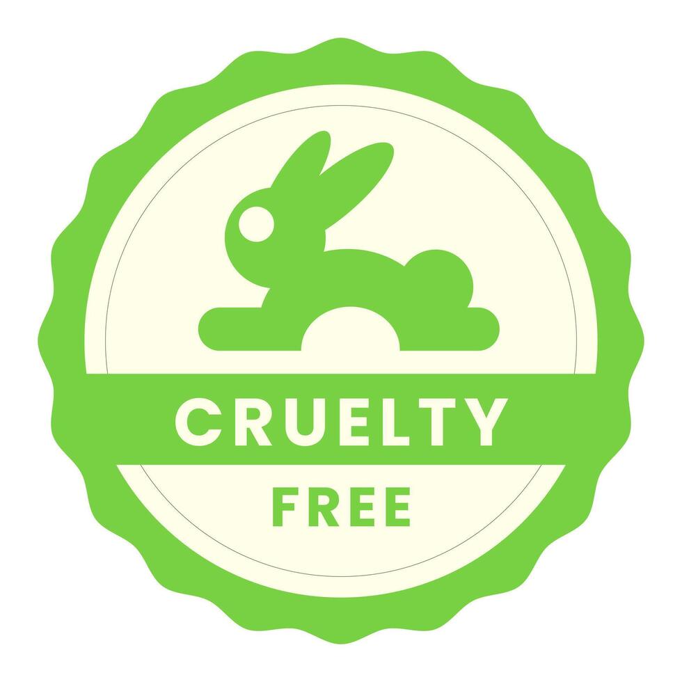 Green version of cruelty free symbol rabbit. Concept of labels and products. vector