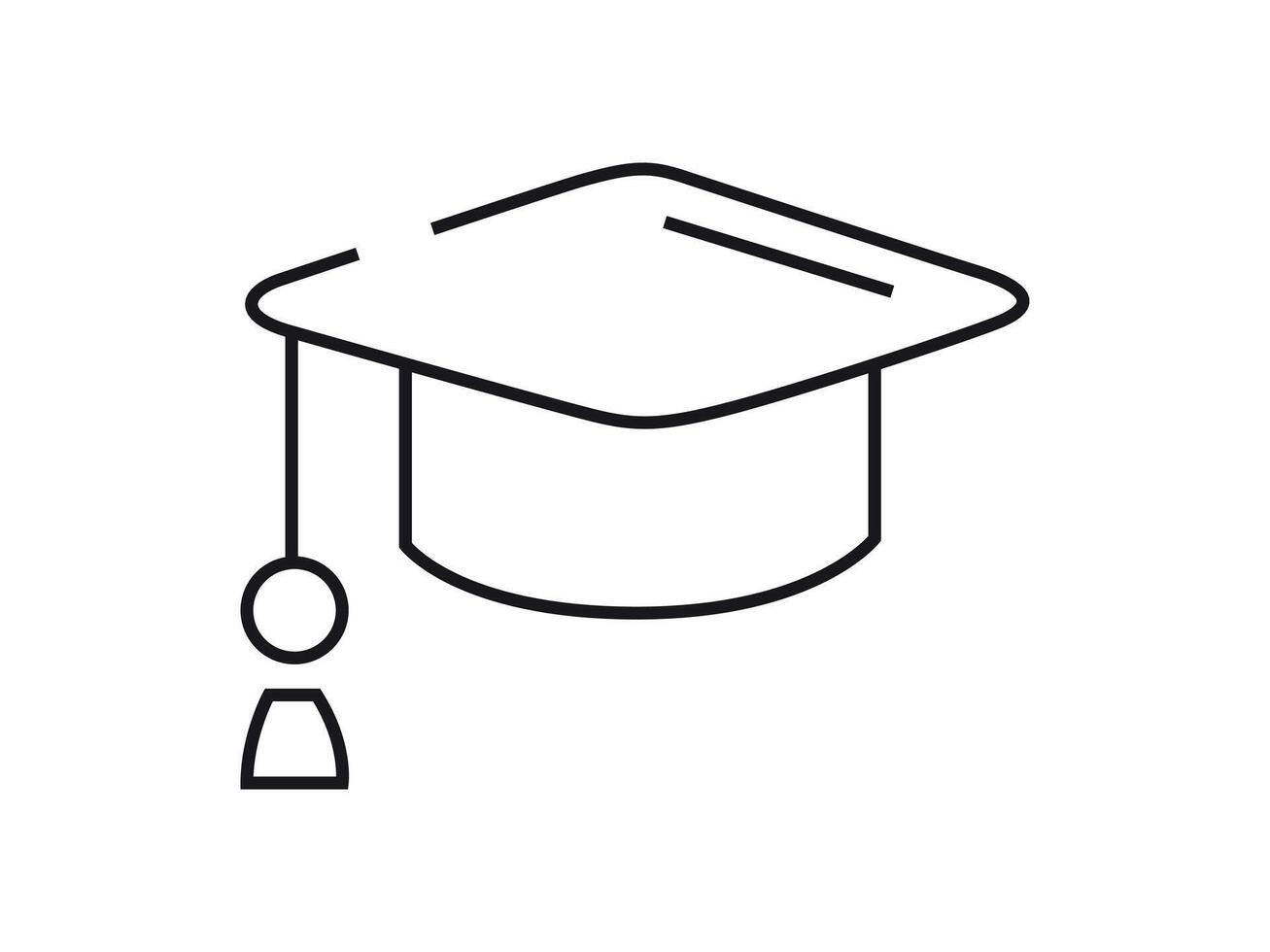Educational icon cap with a tassel. Graduation student black cap for college vector