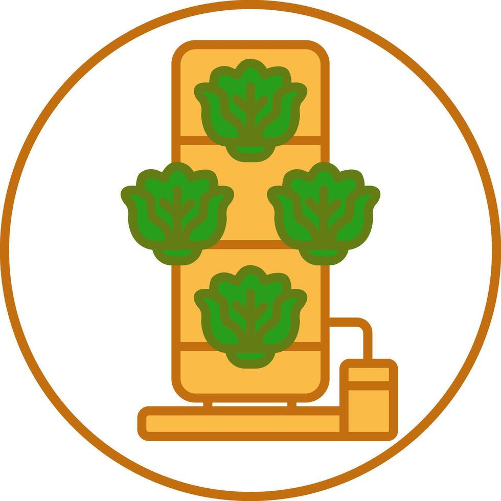 Hydroponic tower icon with green leafy vegetables vector