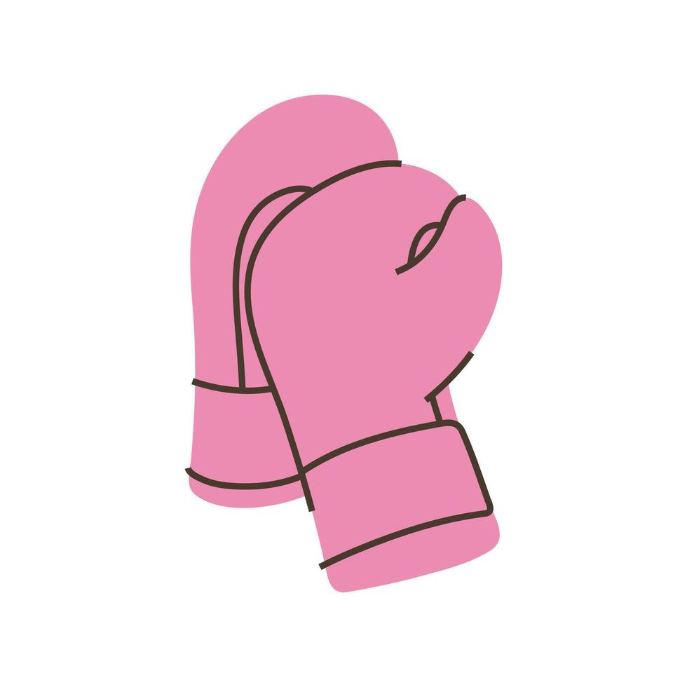 Pair of pink boxing gloves for training and fitness. Minimalist clip art vector