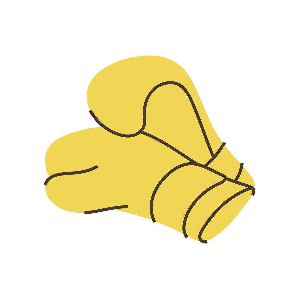 Pair of yellow boxing gloves for training and fitness. Minimalist clip art vector