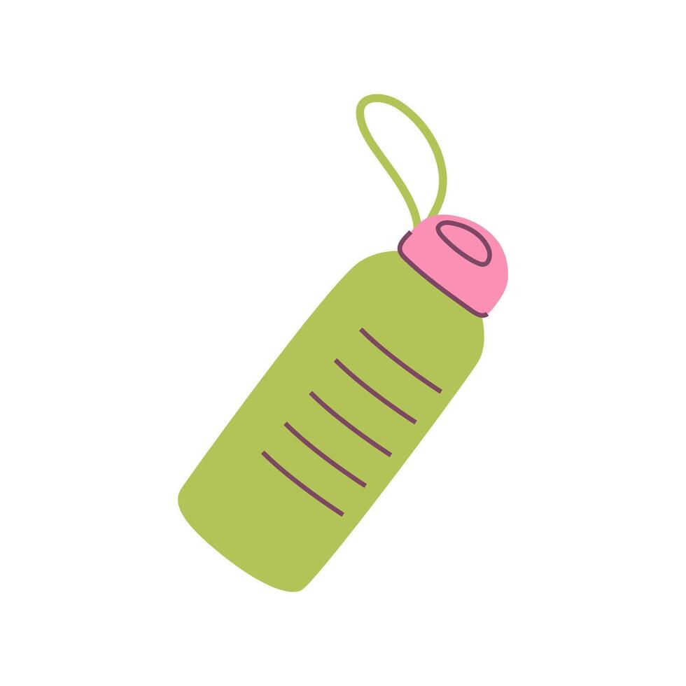Portable green and pink reusable water bottle for fitness vector