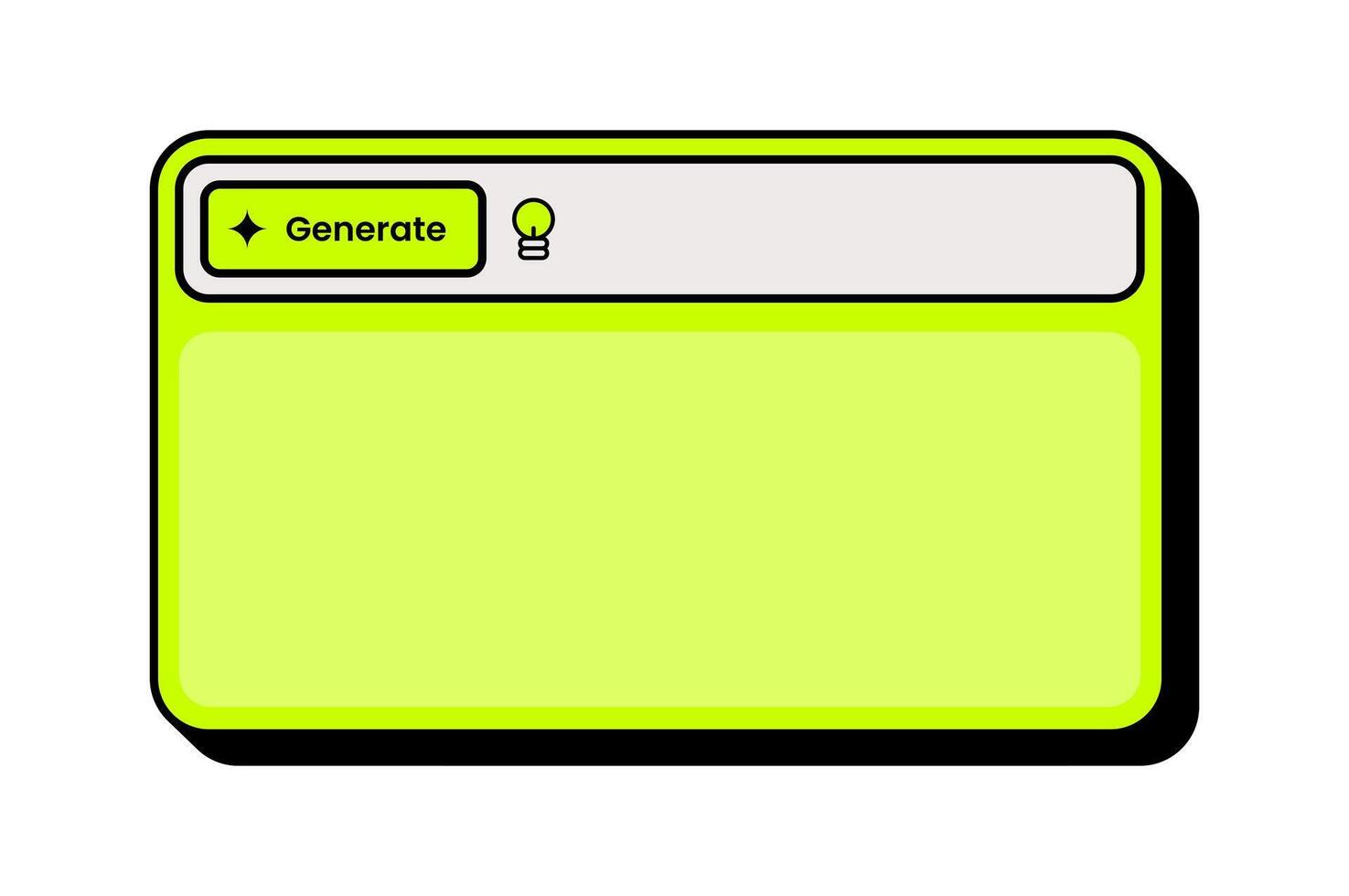 Simple User Interface Frame with Generate Action. Minimalist UI Frame with Generate Button vector