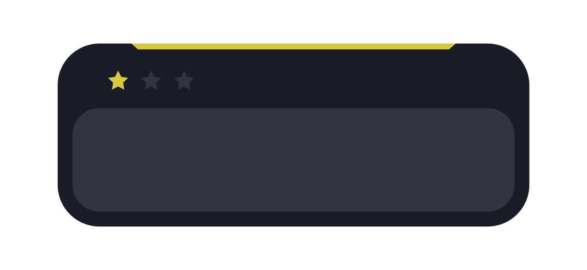 Dark UI Rating Panel with Three Yellow Stars. Minimal Interface Review Bar with Star Icons. Modern Feedback Module in Dark Theme vector