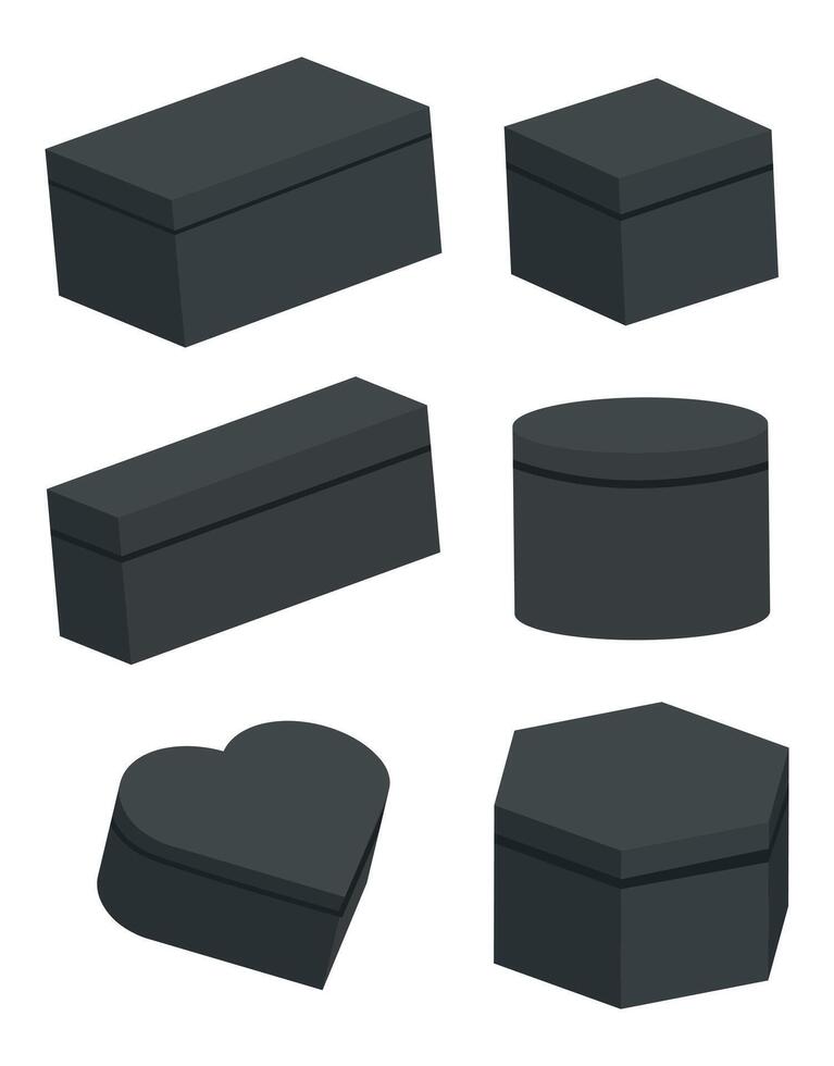 Set of Black Gift Boxes Shapes vector