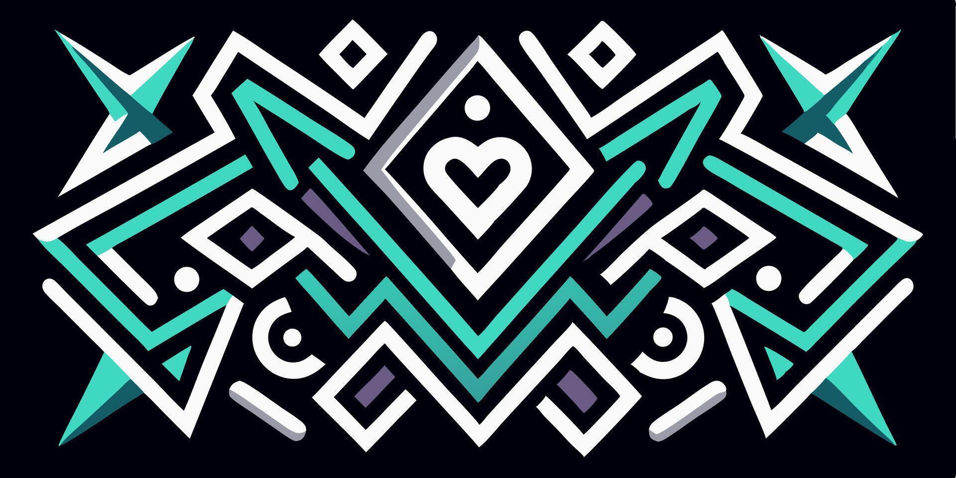 Abstract Geometric Art Print Teal and White Design vector
