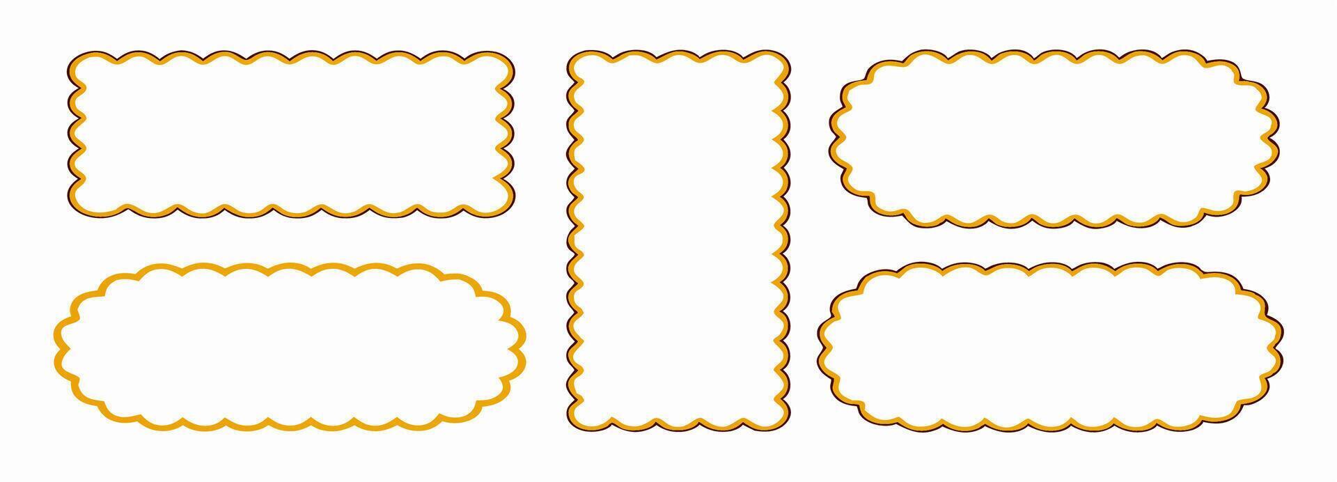Scalloped Gold Frames Set of Decorative Borders vector