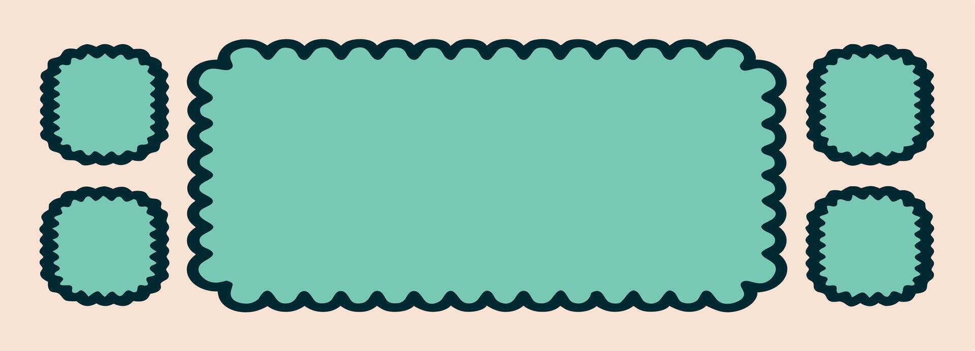 Scalloped Teal Frames Decorative Borders and Shapes vector