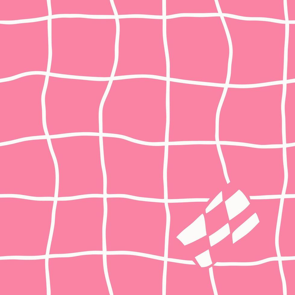 Pink Grid Pattern Background with White Irregular Lines vector