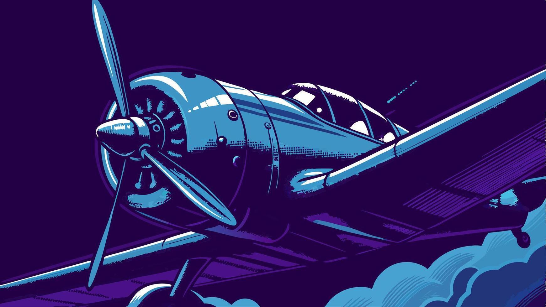 Vintage Propeller Plane Illustration, Low Angle View vector