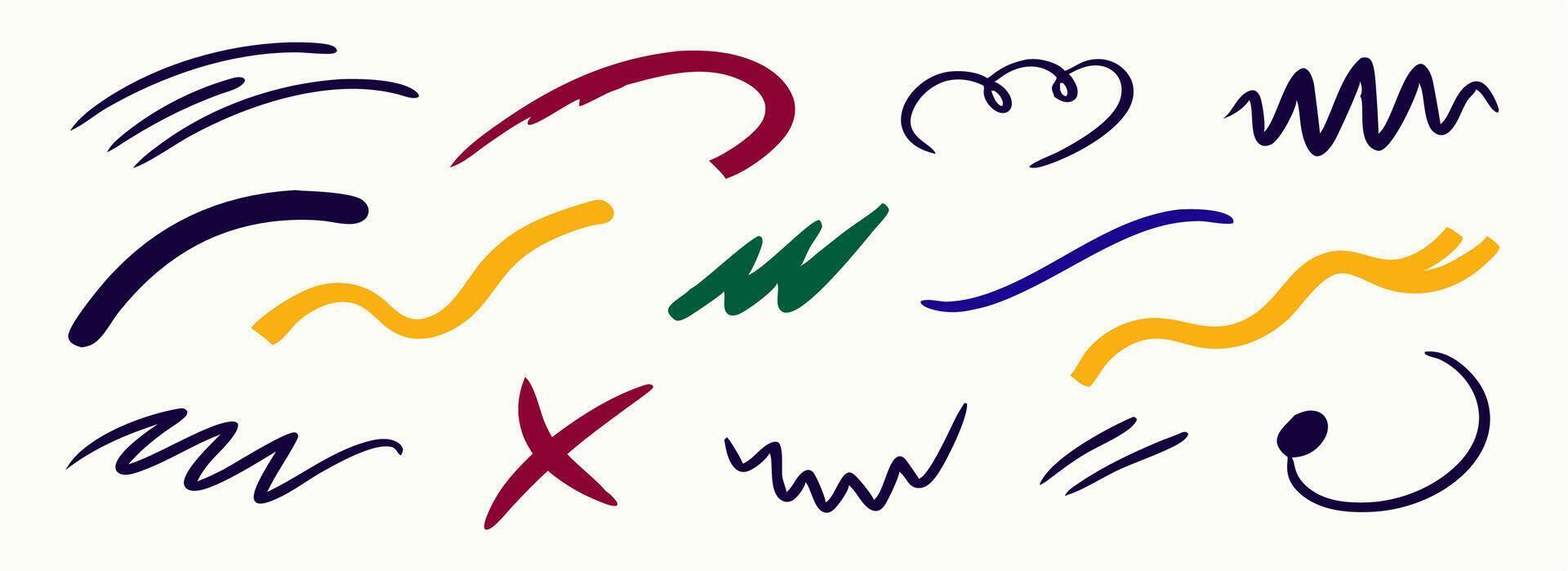 Hand drawn abstract doodle shapes set, colorful illustration vector