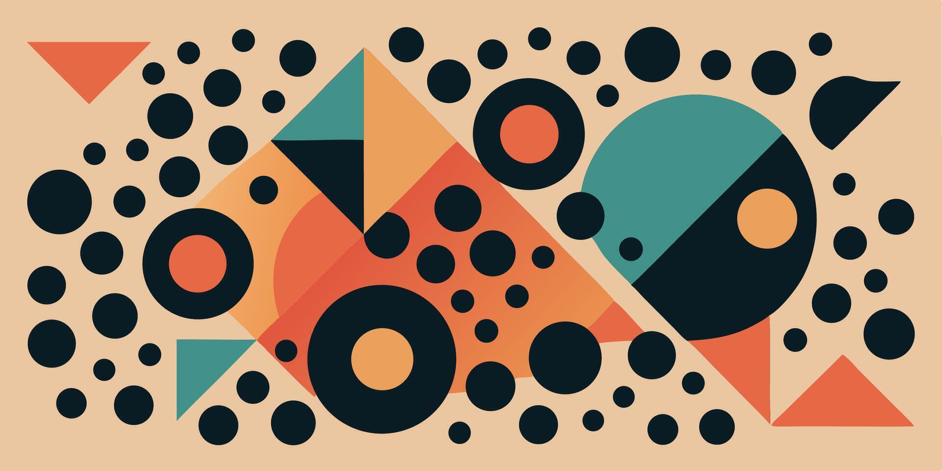 Abstract Geometric Pattern Circles, Triangles, and Retro Colors vector