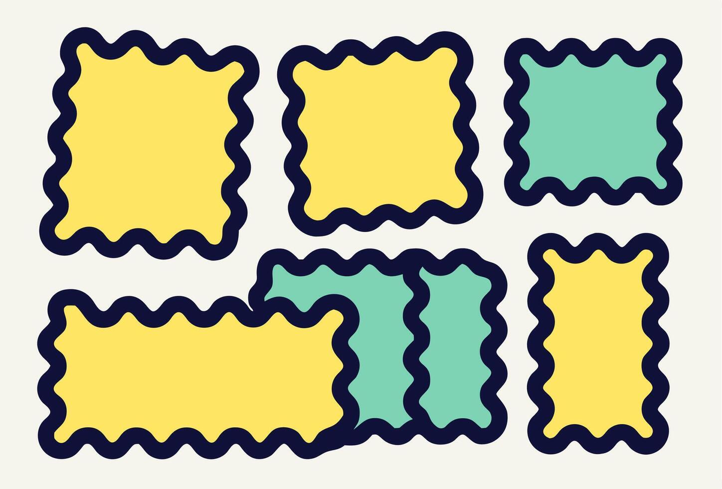 Wavy Edge Frames Yellow and Teal Blank Notecards vector