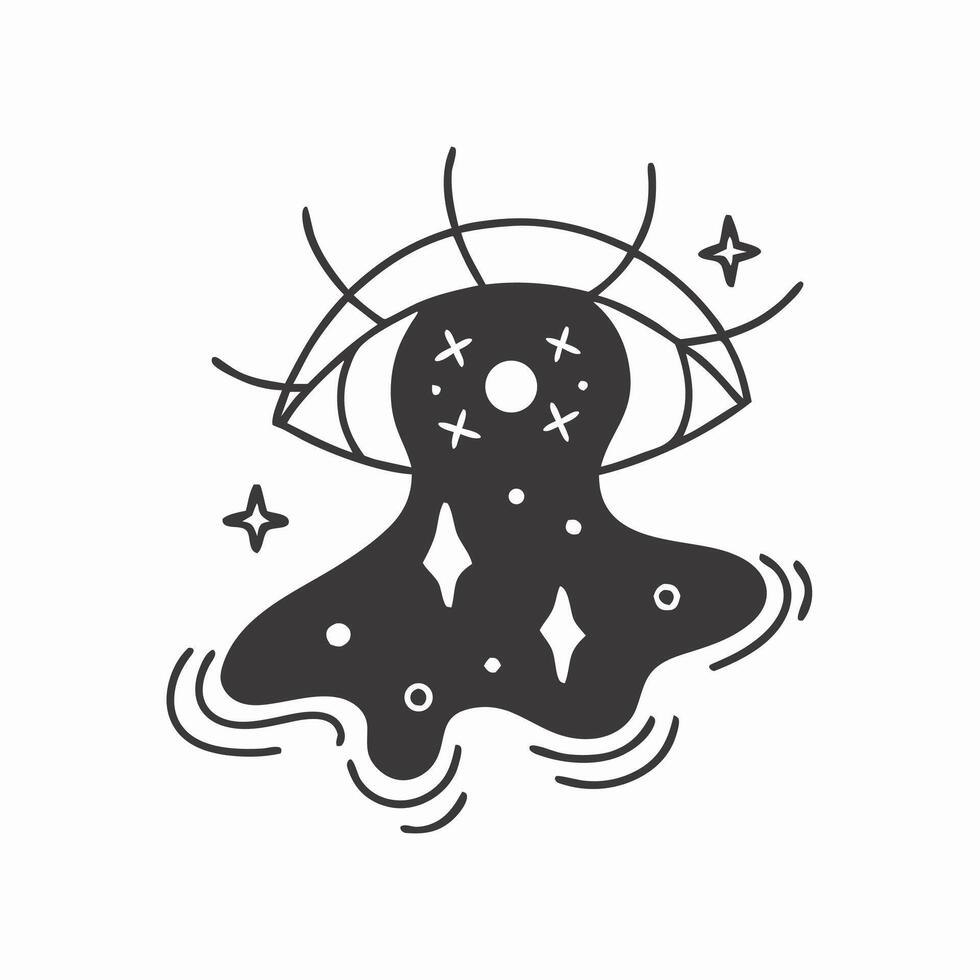 Melting Eye with Stars Cosmic Surrealist Art vector