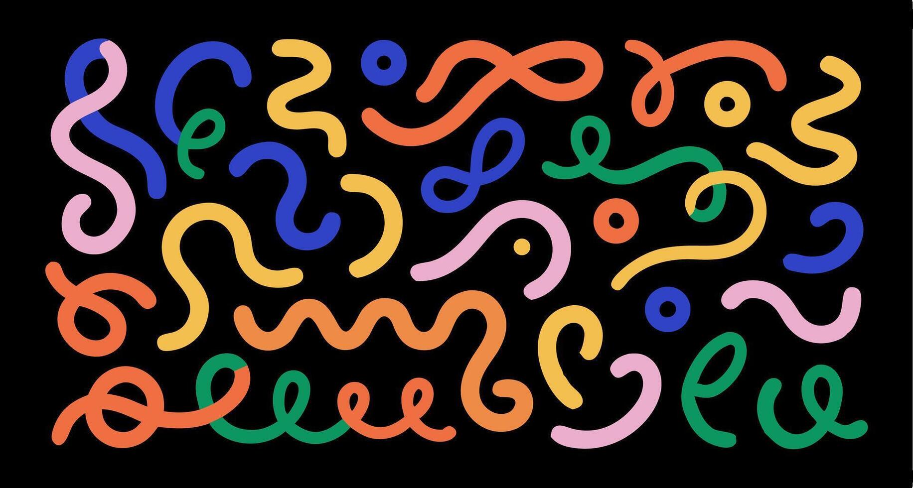 Abstract Colorful Doodle Background Quirky Line Art Design vector