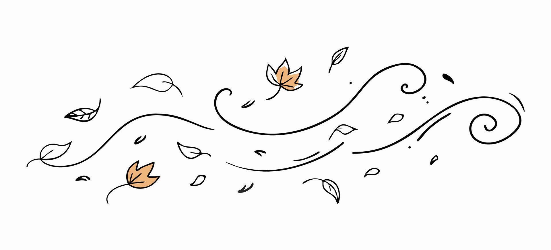 Autumn Leaves Blowing in the Wind Illustration vector
