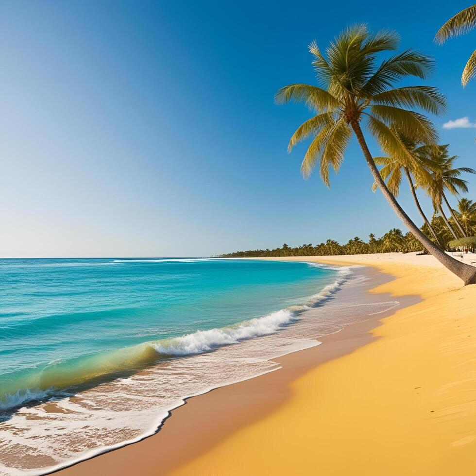 Golden sands with blue sea photo