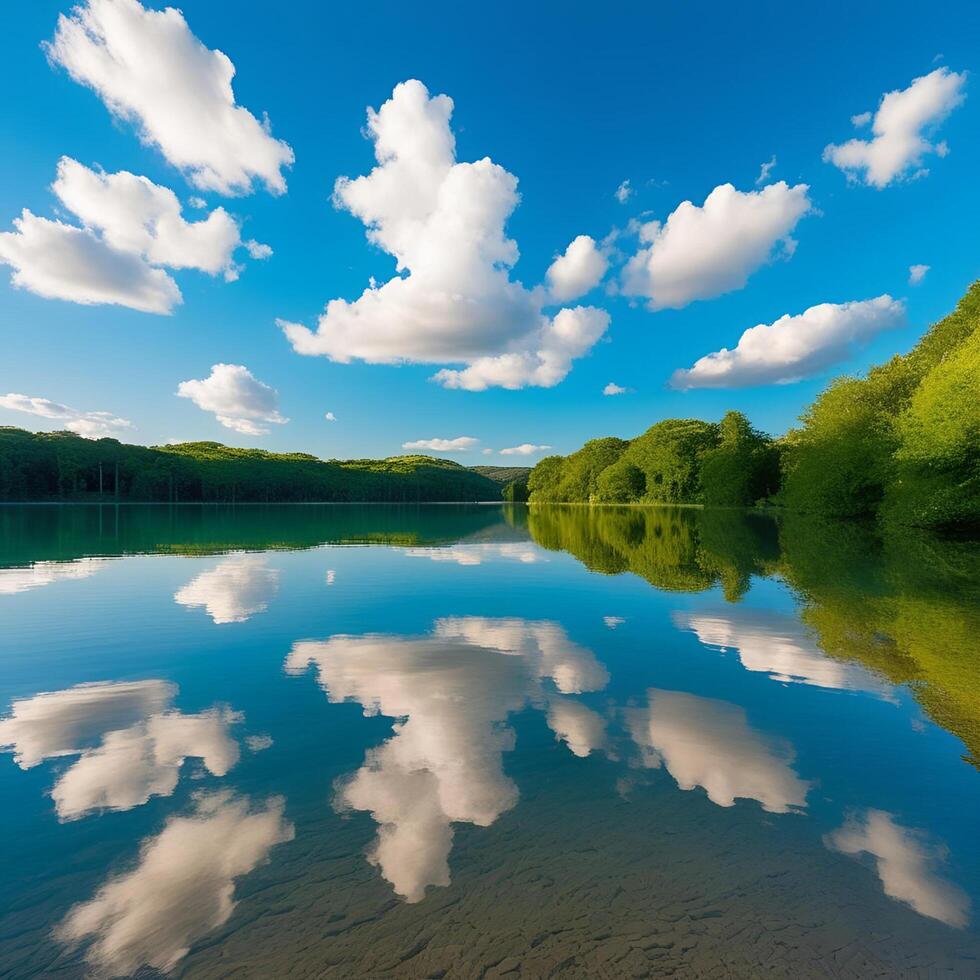 Tranquil natural reflections photo