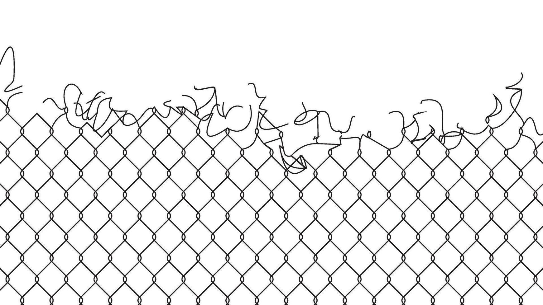 iron damage fence with cut out iron lines template vector