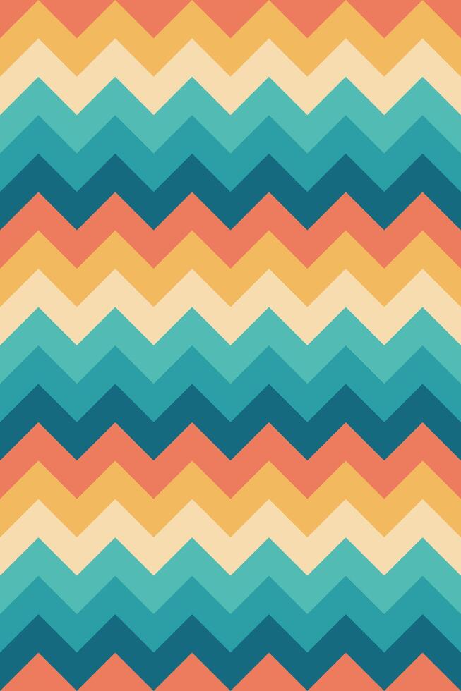 Colorful retro zig zag pattern vector