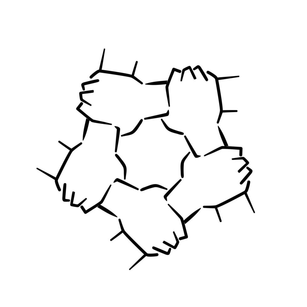 illustration featuring hands holding each other to form a circle, symbolizing unity and cooperation. This design embodies the essence of collaboration, harmony, and collective strength. vector