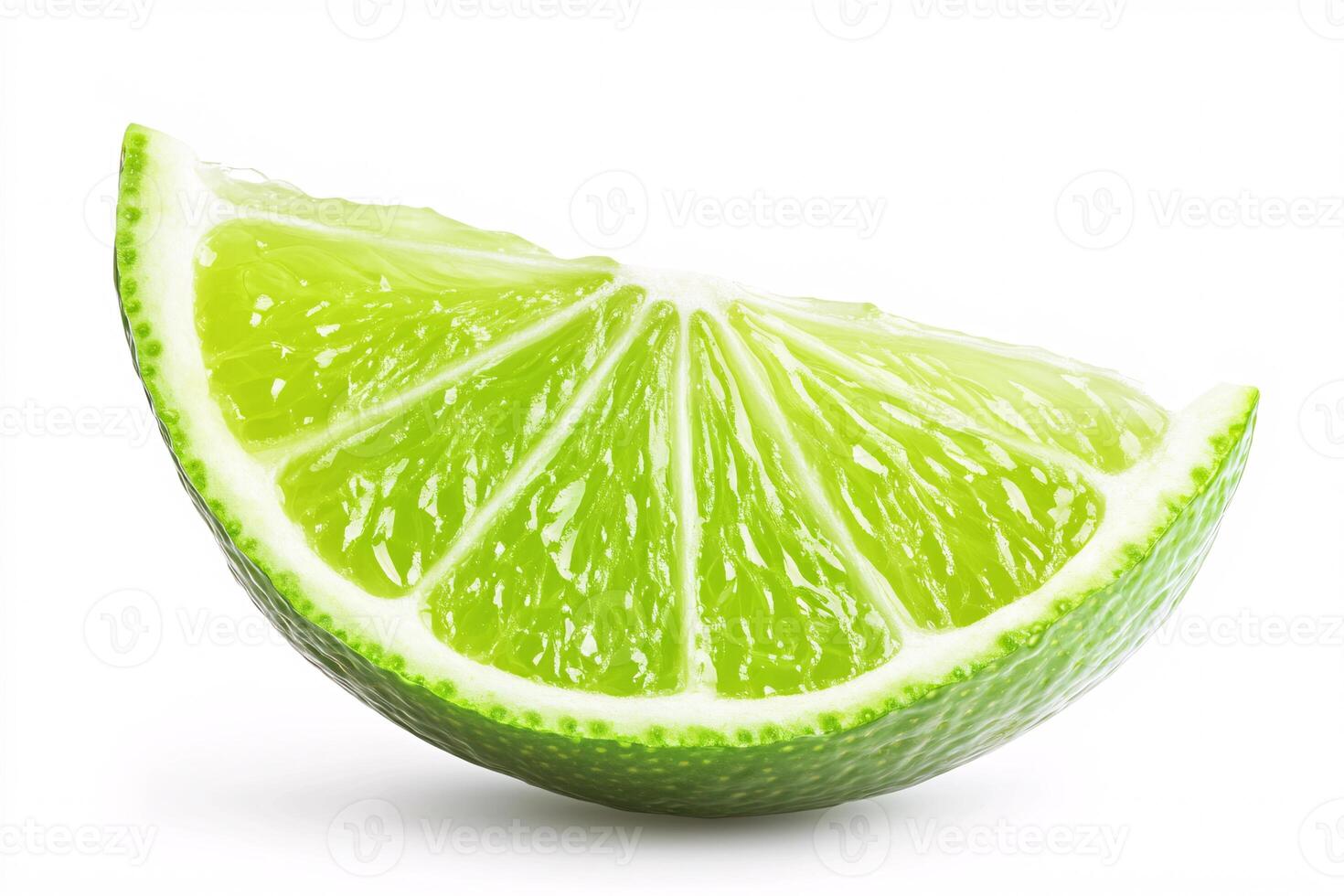 Ripe and Juicy Green Lime Slice Isolated on a Bright Background photo