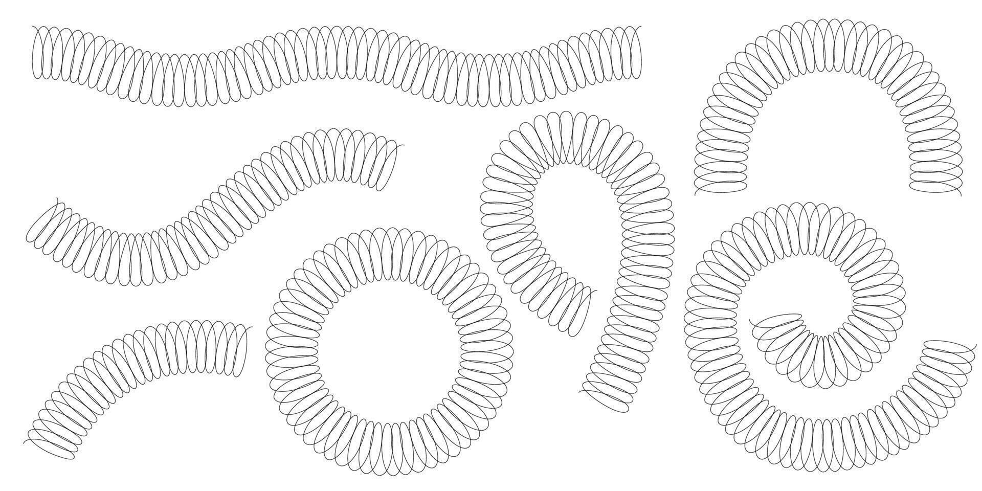 Minimal spring coil spiral icon collection in clean line style great for web graphics digital products seasonal branding educational materials and decorative design projects vector