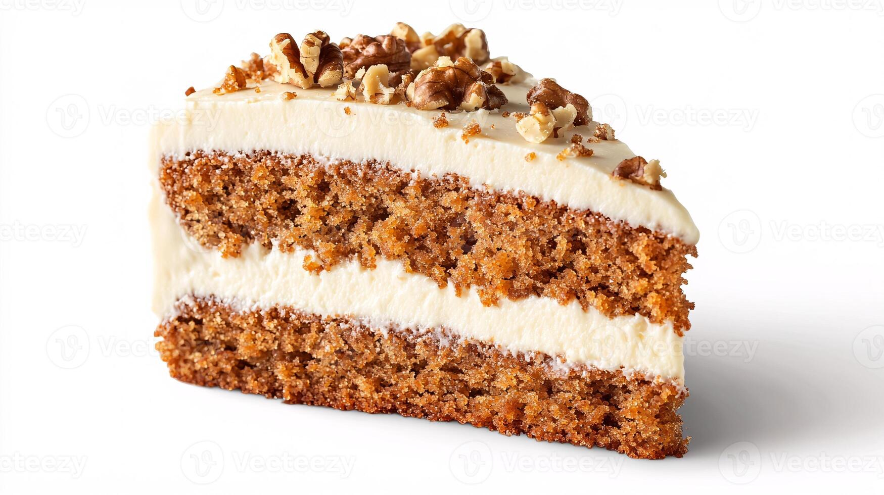 Moist Carrot Cake Served with Nutty Walnut Topping Under Natural Light photo