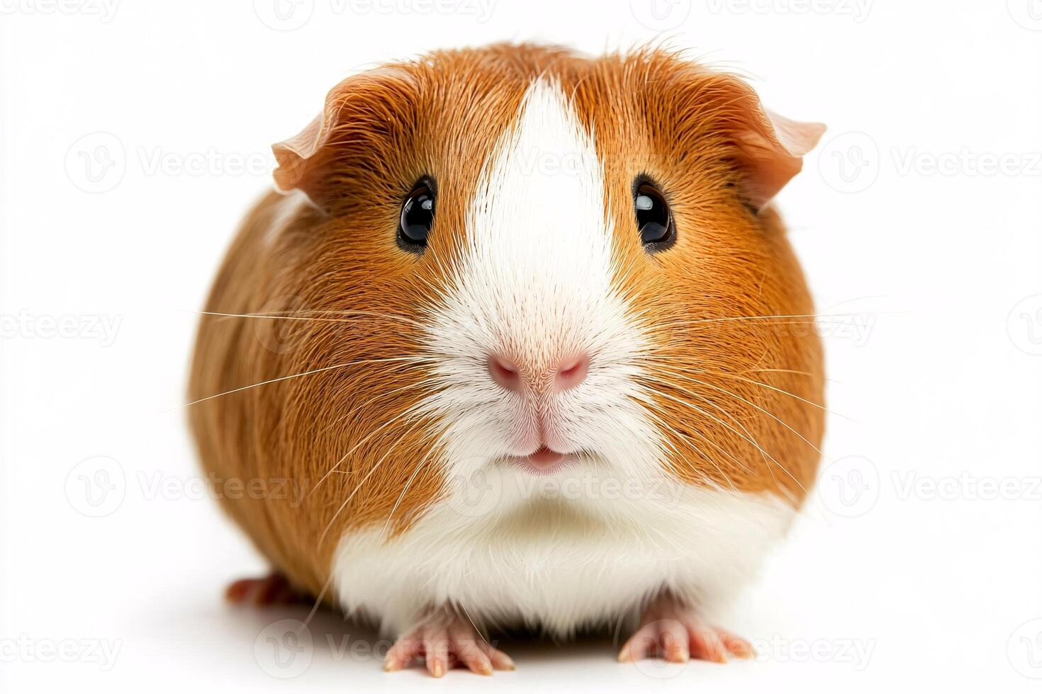 Cute brown and white guinea pig isolated for photography presentation photo