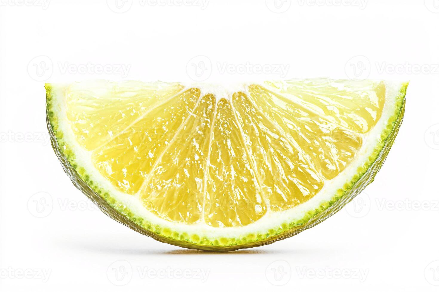 Ripe and Juicy Slice of Citrus Fruit Isolated on White Background photo