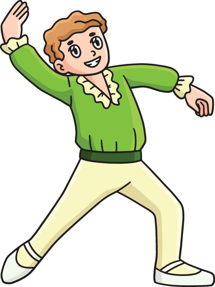 Ballet Danseur making Entree Step Cartoon Clipart vector