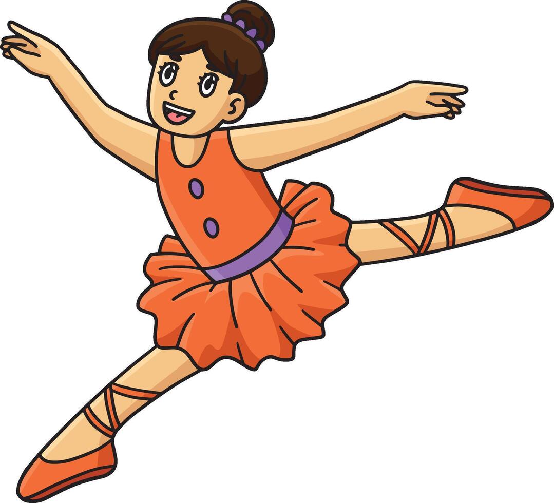 Ballerina making a Leap Cartoon Colored Clipart vector