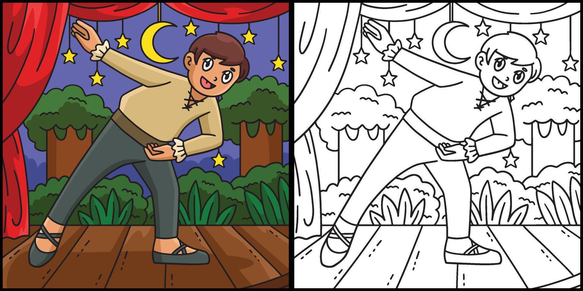 Ballet Danseur Bowing Coloring Page Illustration vector