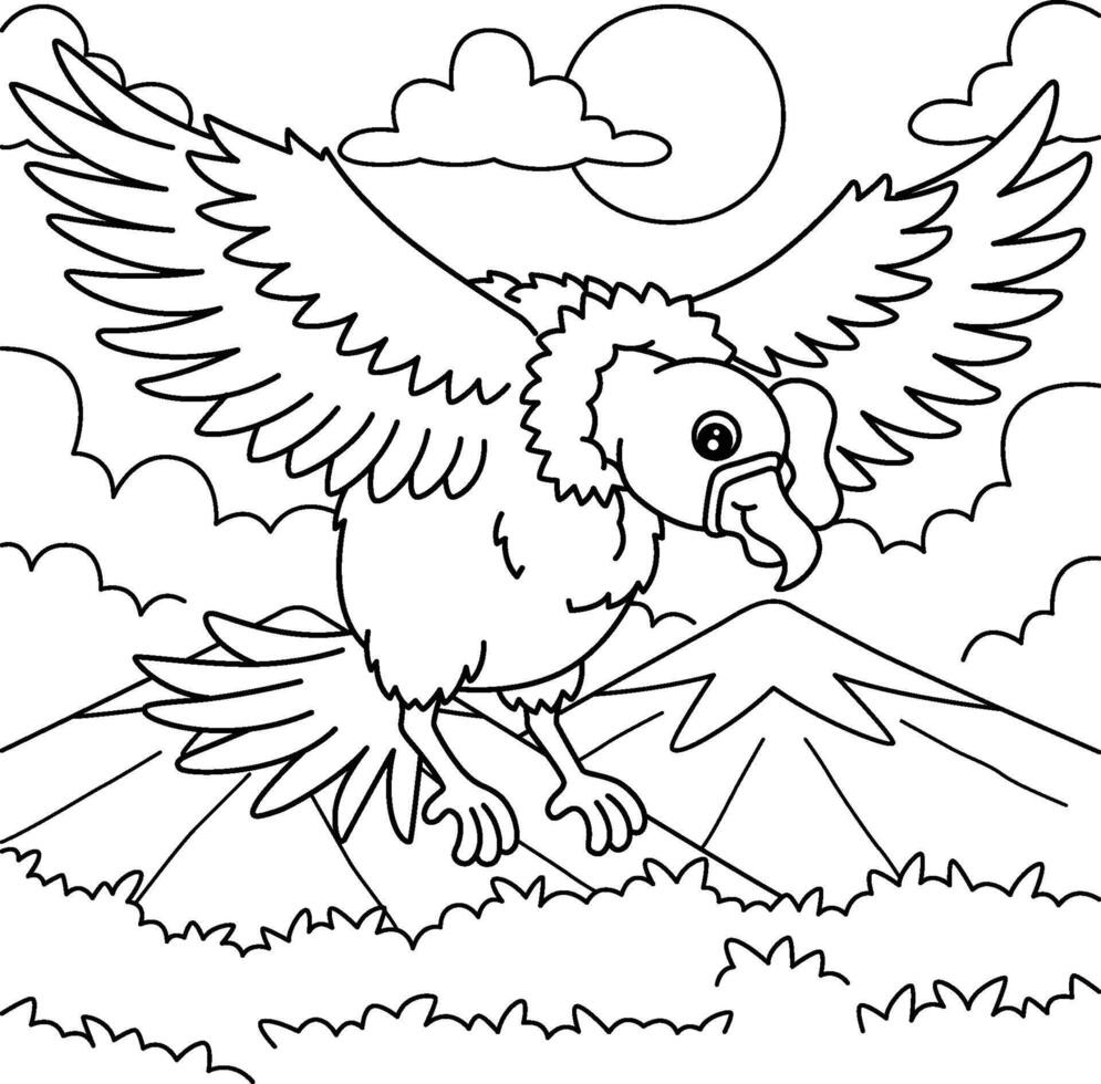 Bird Andean Condor Coloring Page for Kids vector