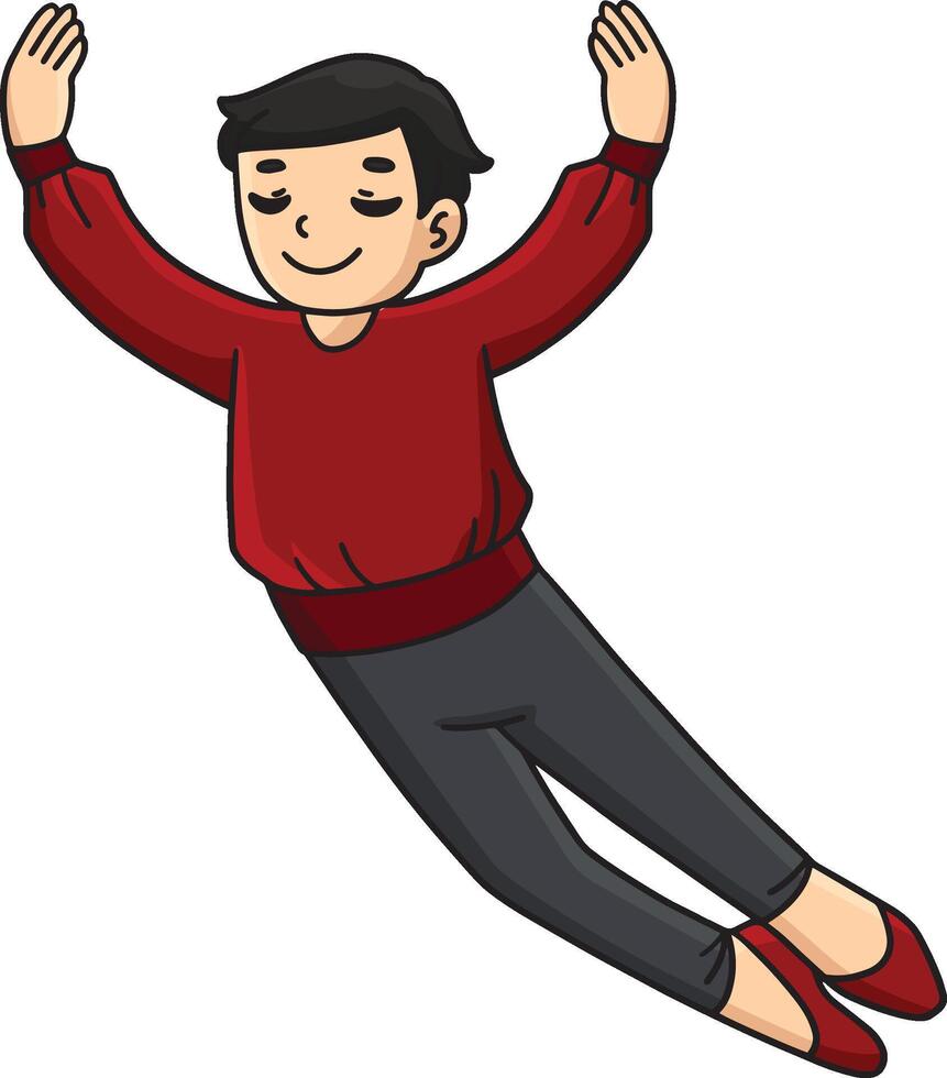 Ballet Danseur making Leap Cartoon Colored Clipart vector