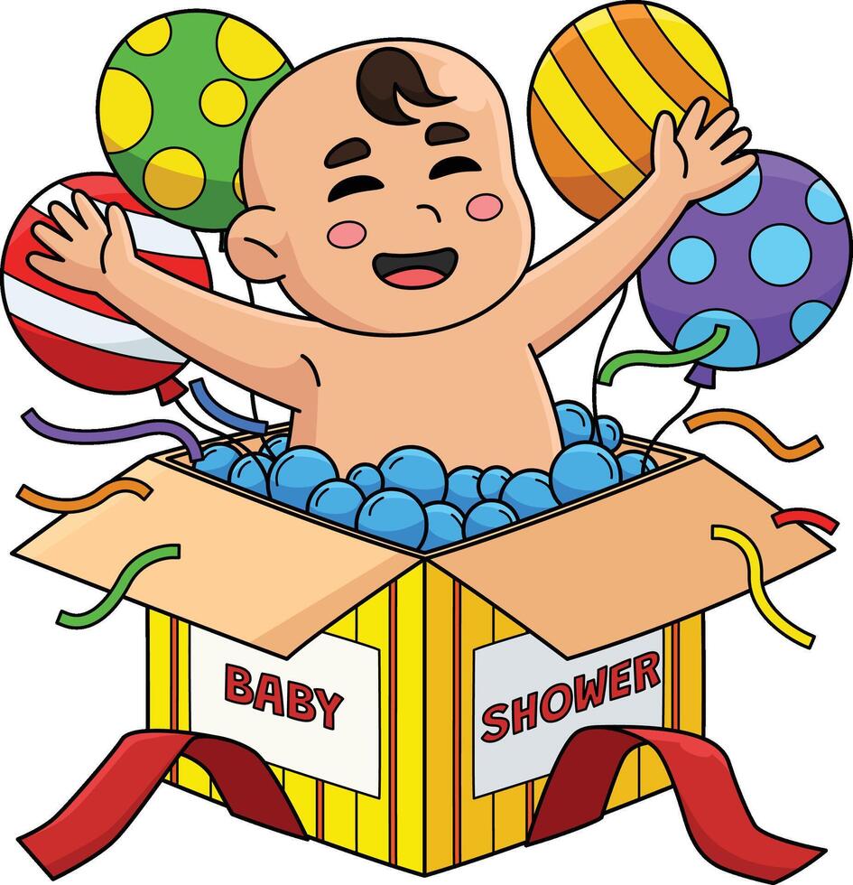 Baby Shower Surprise Box Cartoon Colored Clipart vector