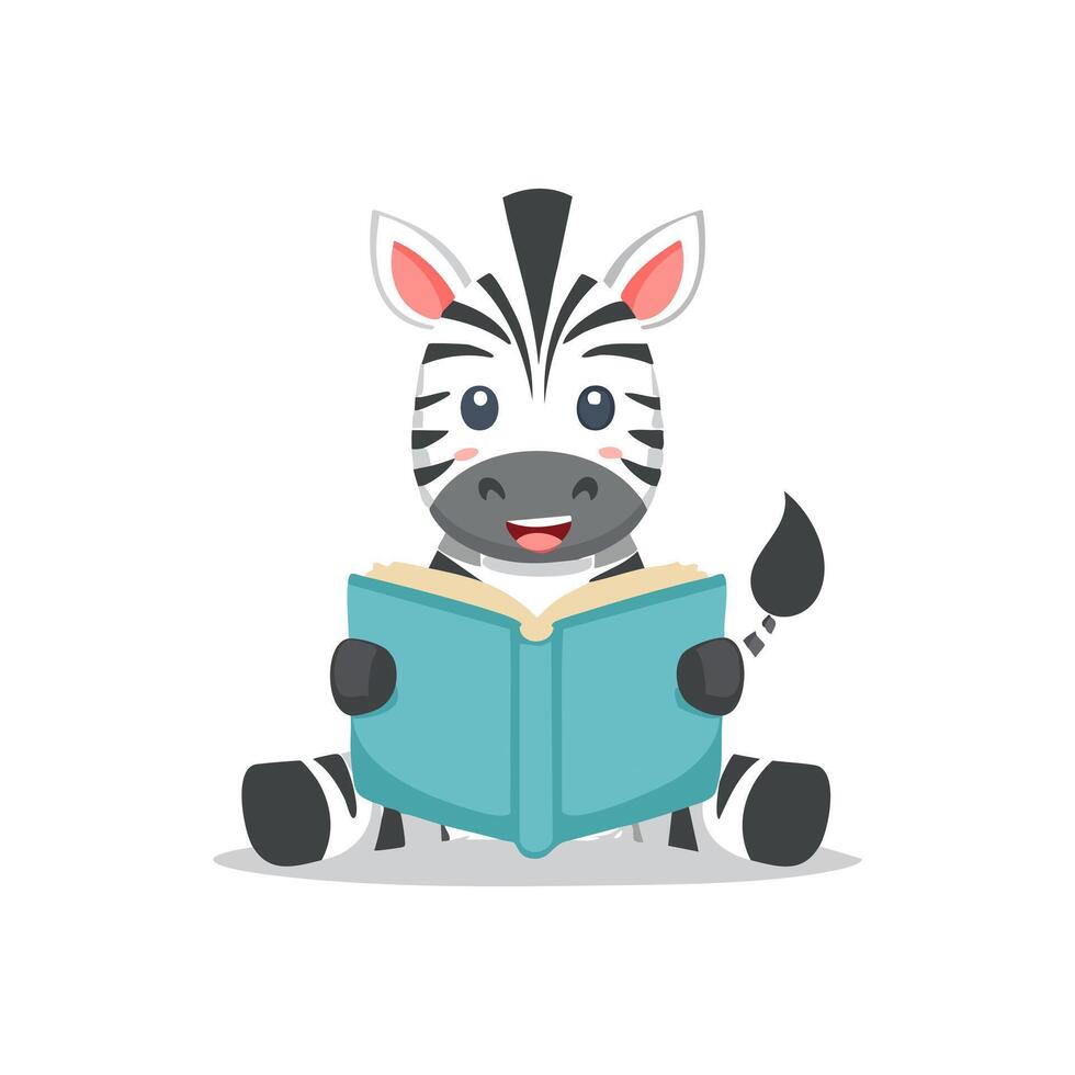 Cute Zebra reading a storybook vector
