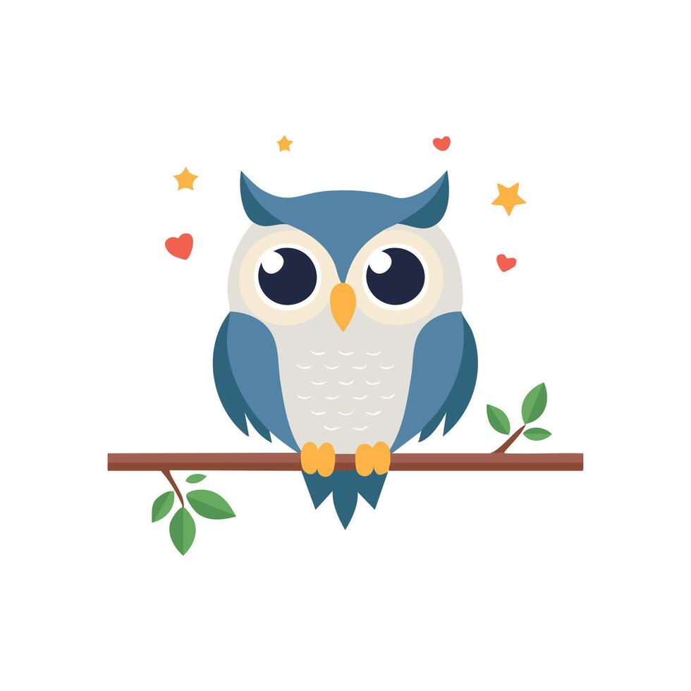 Cute Owl sleeping on a branch vector