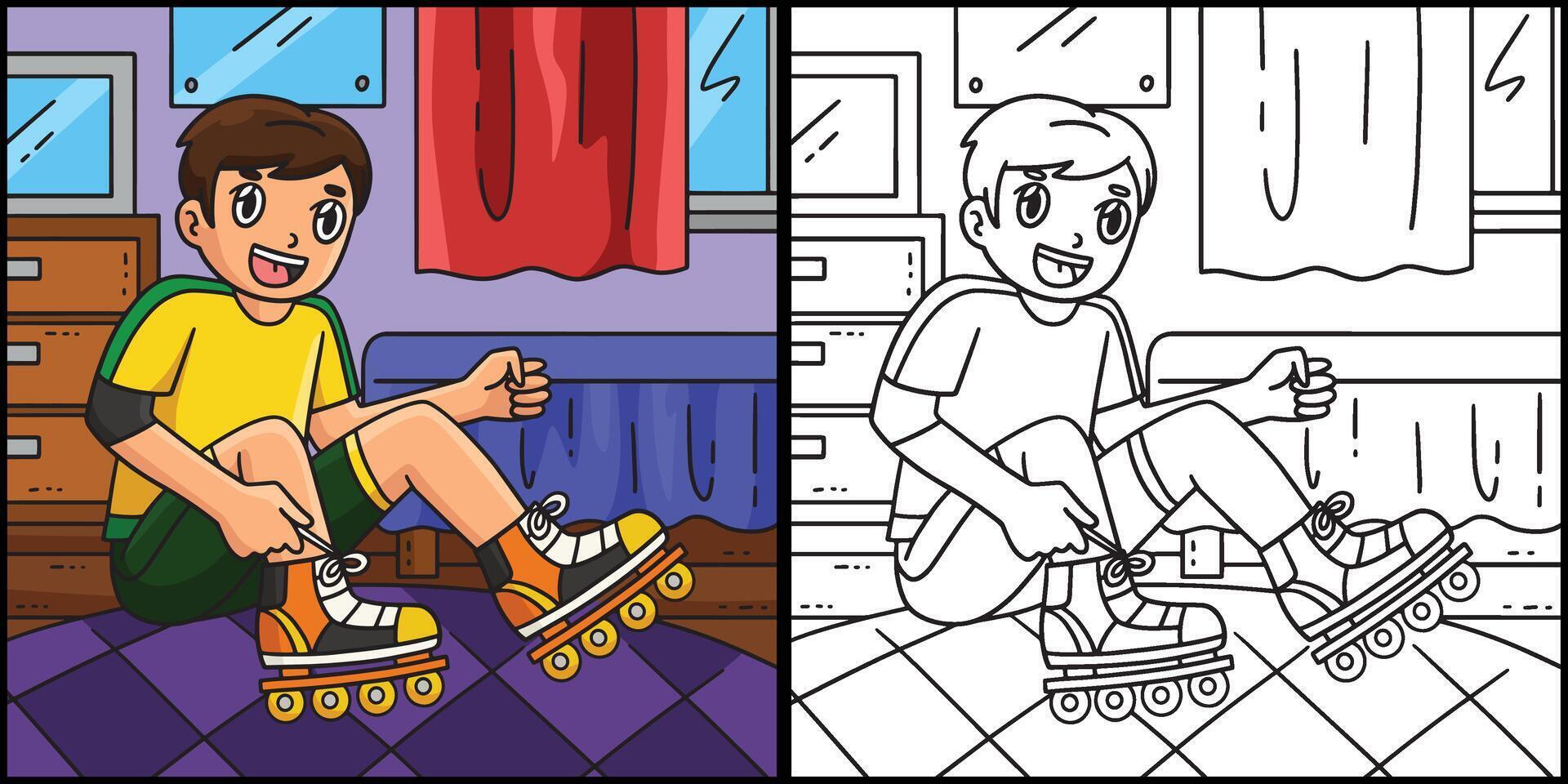 Inline Skater Wearing Skating Shoes Illustration vector