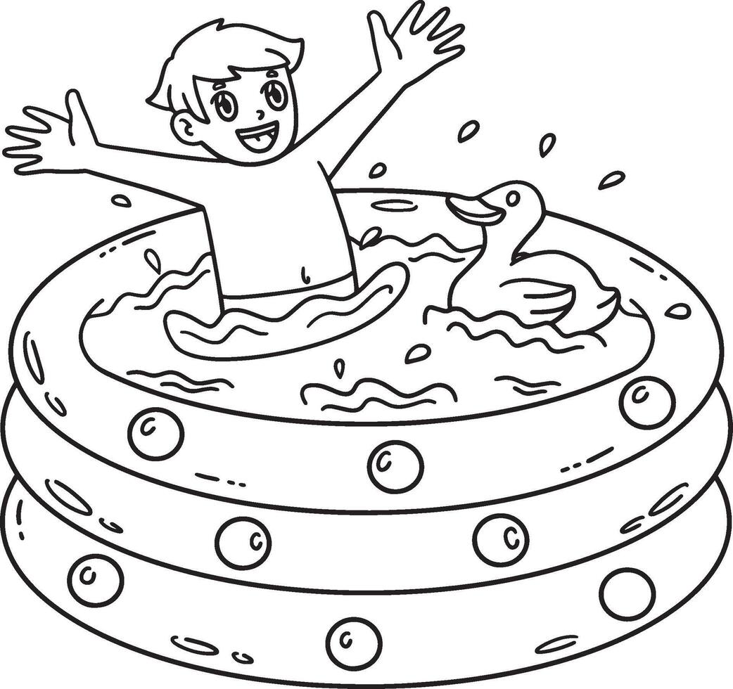 Swimming Boy on an Inflatable Pool Isolated vector