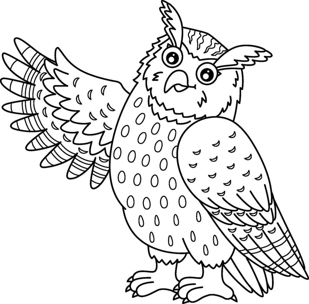 Bird Eurasian Eagle Owl Isolated Coloring Page vector