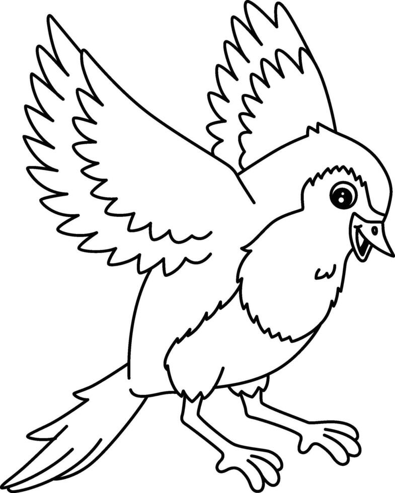 Bird European Robin Isolated Coloring Page vector