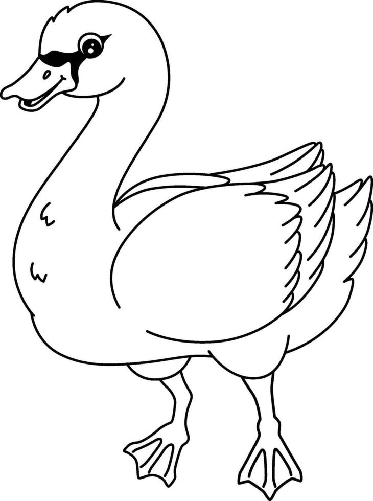 Bird White Swan Isolated Coloring Page for Kids vector